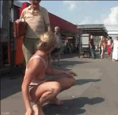 DBS peeing in public!