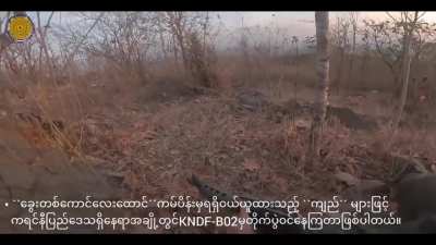 [Myanmar/Burma] 2023-Karenni Nationalities Defense Force (rebel) fighter individually loads 5.56 rounds from spoonless stripper clips into an AR-platform rifle