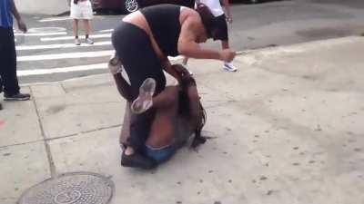 Girl gets her ass whooped after talking smack to a worker