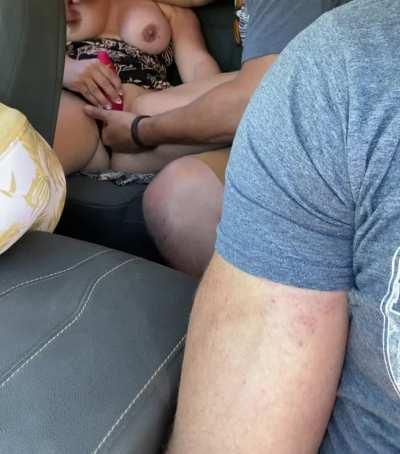 Hubby’s friend making me cum in the backseat while we wait for the ferry! [GIF]