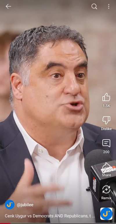 Cenk on Jubilee soon. Looks like all he's saying is Democrats bad to me 😒