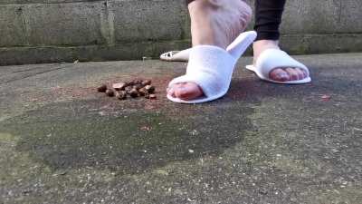 Thin sole slippers crush snails