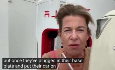 Karen goes to charging station to rant about Tesla owners