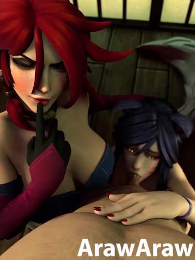 Oh relax, no need to be so tense. The enemy midlaner willingly gave herself to us after we won the match, and I'm doing you a huge favor by making her use her mouth on you. Least you could do is enjoy it.