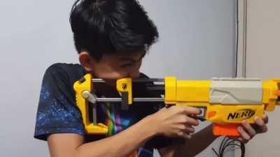 Realistic recoil on nerf rifle