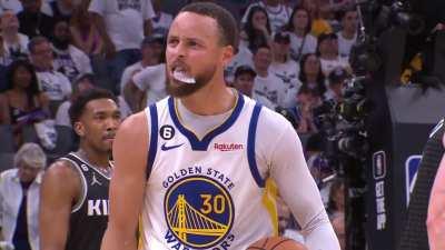 [Highlight] Steph Curry is excited after scoring 50 in game 7 as the Kings call timeout with 3 min left!