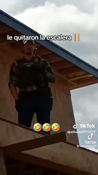(Harlingen, Texas): An ICE agent gets stuck on a roof during a raid