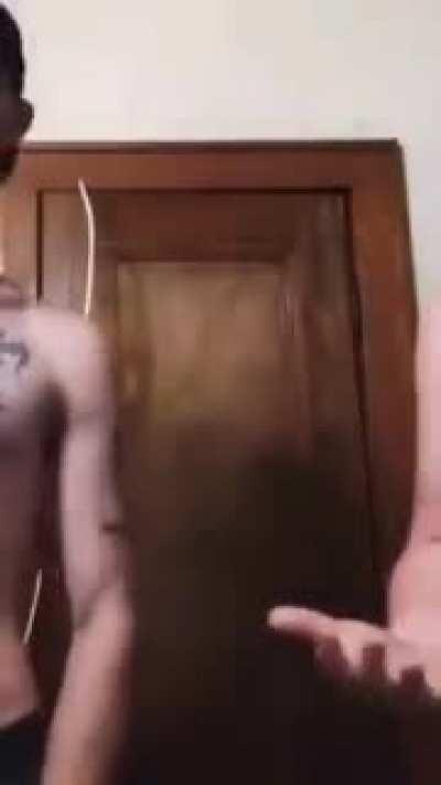 just two shirtless bros hanging out, might kiss, who knows