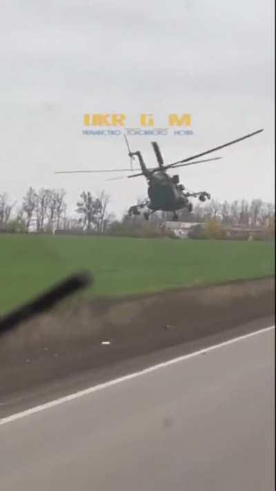 RU POV: Russian Mi-8MTSh helicopter flying in Donbas