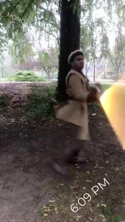 Me pretending to deflect blaster rounds. May the force be with you, friends!