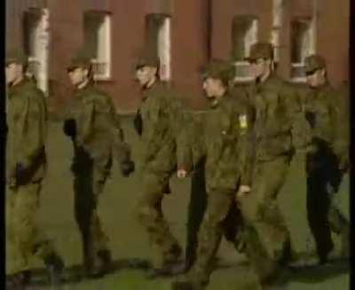 Kimi Räikkönen during his mandatory military service in Finnish army, captured in the early 2000.