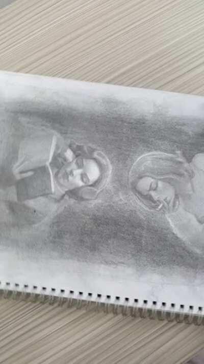 Queen's Gambit, Me, Graphite, Charcoal, Paper,2021