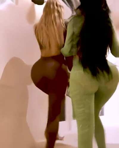 These two posted this video on Instagram, deleted it afterwards tho after receiving hate. The railing and window warps around their butts and it‘s edited