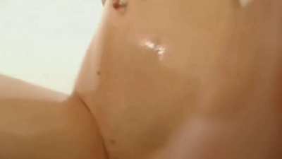 Skinny Girl with Big Tits All Covered in Oil 🫦