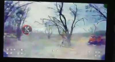 A Ukrainian FPV-drone looking for its loot outside of Krynky village, the temporality occupied part of Kherson region, Ukraine