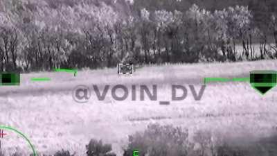RU pov: KA-52 hits a moving tank in the Vremevsky direction, June 19th. 