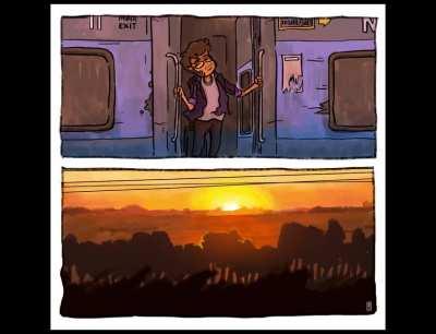 Made a small loop animation. Anyone miss coming back home in a train?