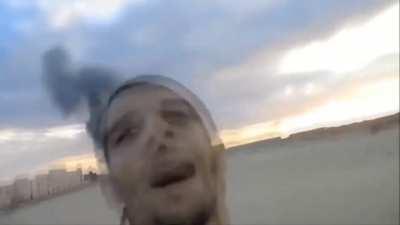 Doing tricks and smiling while getting bombed