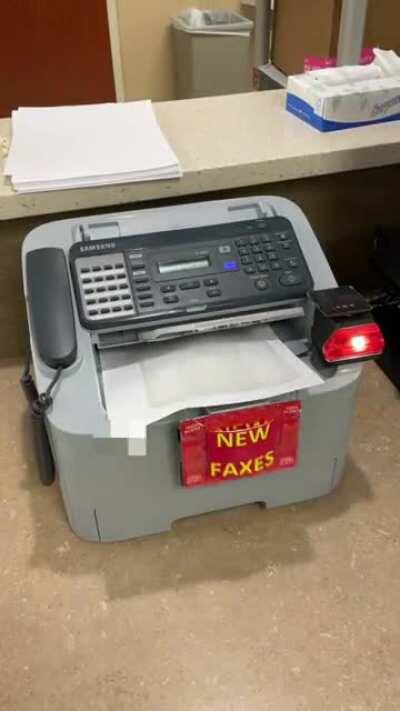 Red teck fax 2.0. New and improved with sound. Truly impossible to ignore. (Since everyone enjoyed the first version)