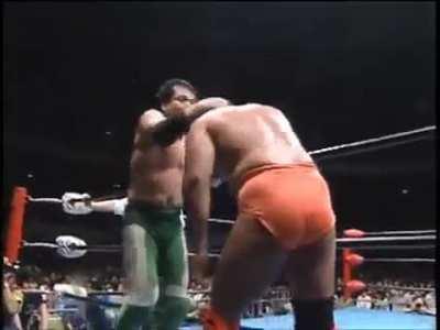 Misawa Hits Kobashi with an N64 No Mercy Apron Finisher (Tiger Driver)