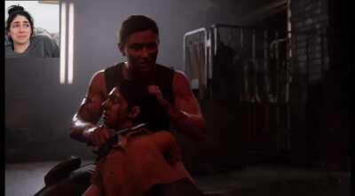 Dina's face model reacting to Dina meeting Abby