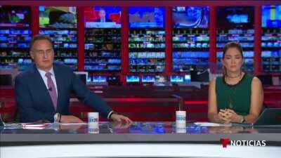 Live broadcast moment when Telemundo reporter Mar&iacute;a Paula Ochoa is harassed by lunatic Trump supporter, shortly after same guy harass another Telemundo reporter in Phoenix.