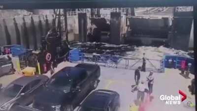 Brake failure causes RV to launch onto a departing ferry