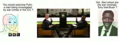 Never forget: Tony Blair/ Bush II are war criminals, the ICC is a joke. 