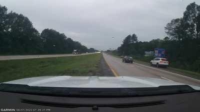 Captured on my way home yesterday. Guy flies by ~100mph, tries to pass on the shoulder, loses control and hits guardrail.