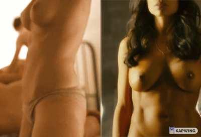 Would you rather suck Elizabeth Olsen's tits or suck Rosario Dawson's tits?