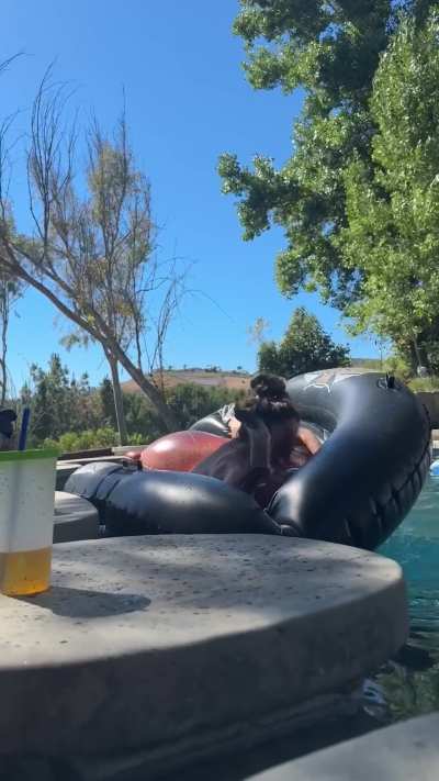 The proper way to get into a pool floatie 😋 full silly video & more on OF/Fansly