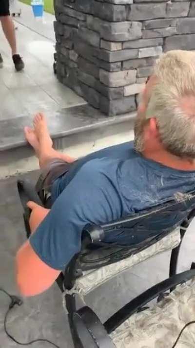 When you let your daughter 'pretend' to cut your hair.