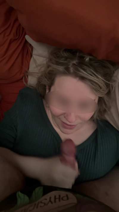 She loves pulling a morning load out of me and is so happy it’s cute 