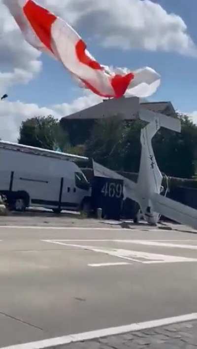 This pilot used the emergency parachute to get the plane safely on the ground. The incident happened a few days ago in Belgium, no one was injured.
