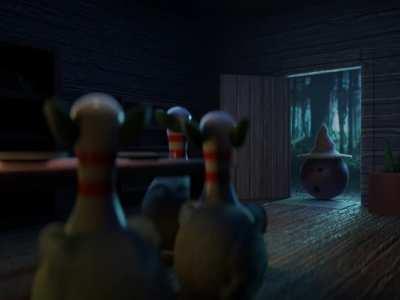 Bowling alley video, but you're a spell caster