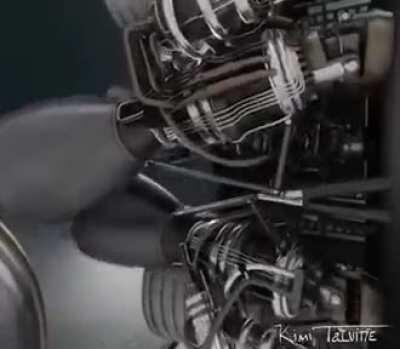 SpaceX-- visualized full pitch, yaw and roll control with just the three Raptor engines. Starship