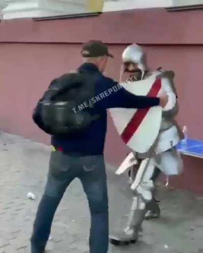 Drunk knight vs random pedestrians