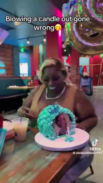 Blowing a candle out gone wrong