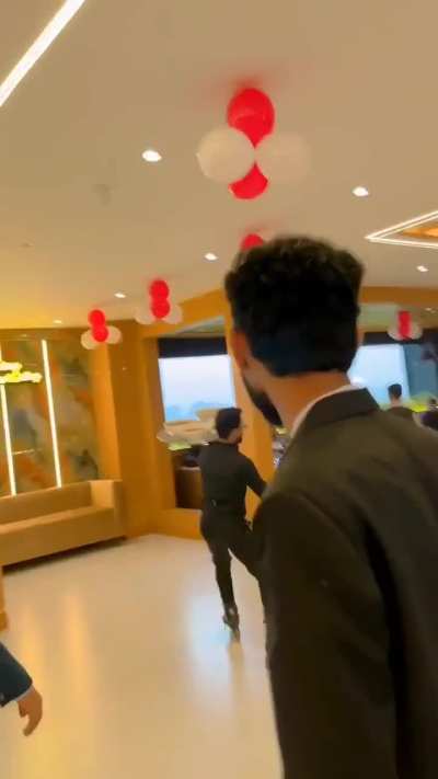 Serving food on rollerblades