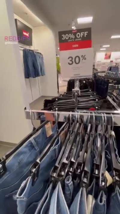 A new pair of jeans in exchange for helping him cum