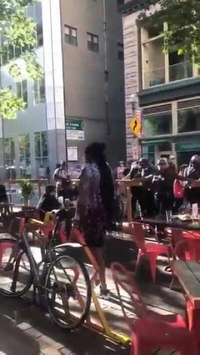 BLM protestors storming a restaurant specifically targeting a very elderly couple.