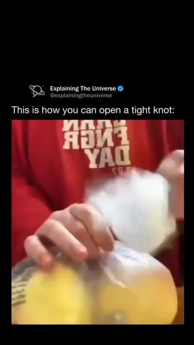 How to untie a tight knot in a plastic bag