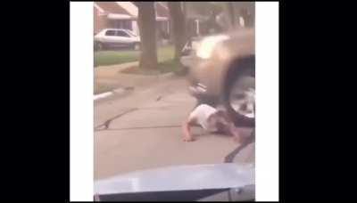Trying to fight a person in a car