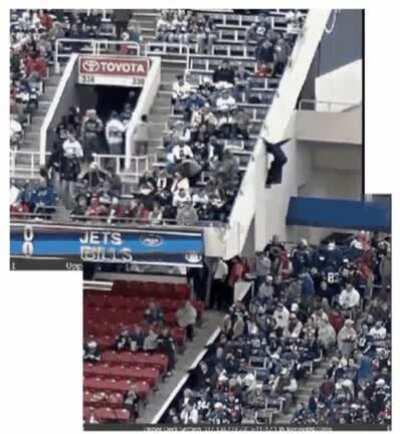 HMFT after sliding down railing at a stadium