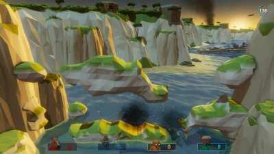 My GF (the yellow tank) wanted the bot (light blue) dead but paid the ultimate sacrifice in the process. (I'm the blue tank)