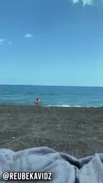 Wife buys husband dissolving swim trunks. Hilariousness ensues