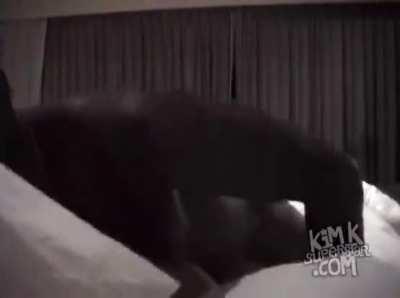 Ray J clapping Kim Kardashian's cheeks in prone bone while she talks dirty until he busts on her