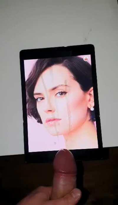 Daisy Ridley week - day 6 - cum tribute 6 - my bud jerkin his big hard cock over daisy and hot facial cumshot - If u want 2 b fed celebs and porn and show off jerkin over them on a second screen - public or private sessions - add hertsgirls on k1k
