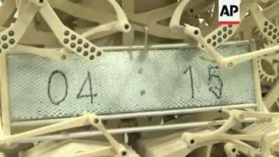 This mechanical clock made of wood.