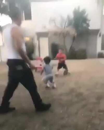 Kid was unable to handle the defeat, so he charged......